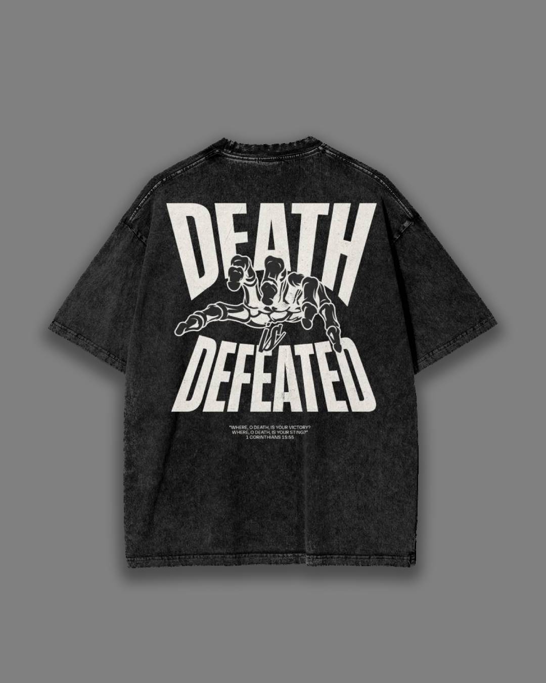 103 DEATH IS DEFEATED TEE IN BLACK