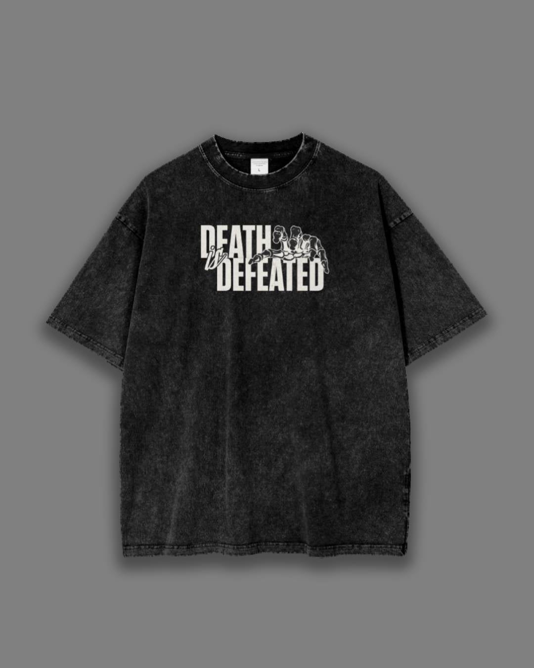 103 DEATH IS DEFEATED TEE IN BLACK